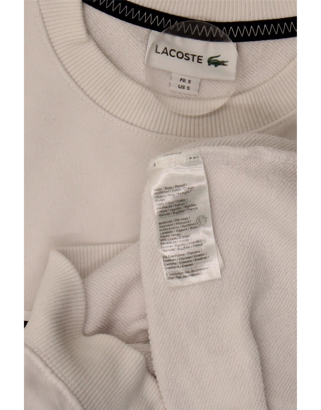 Lacoste Sudadera gráfica para hombre talla 3 pequeña algodón blanco