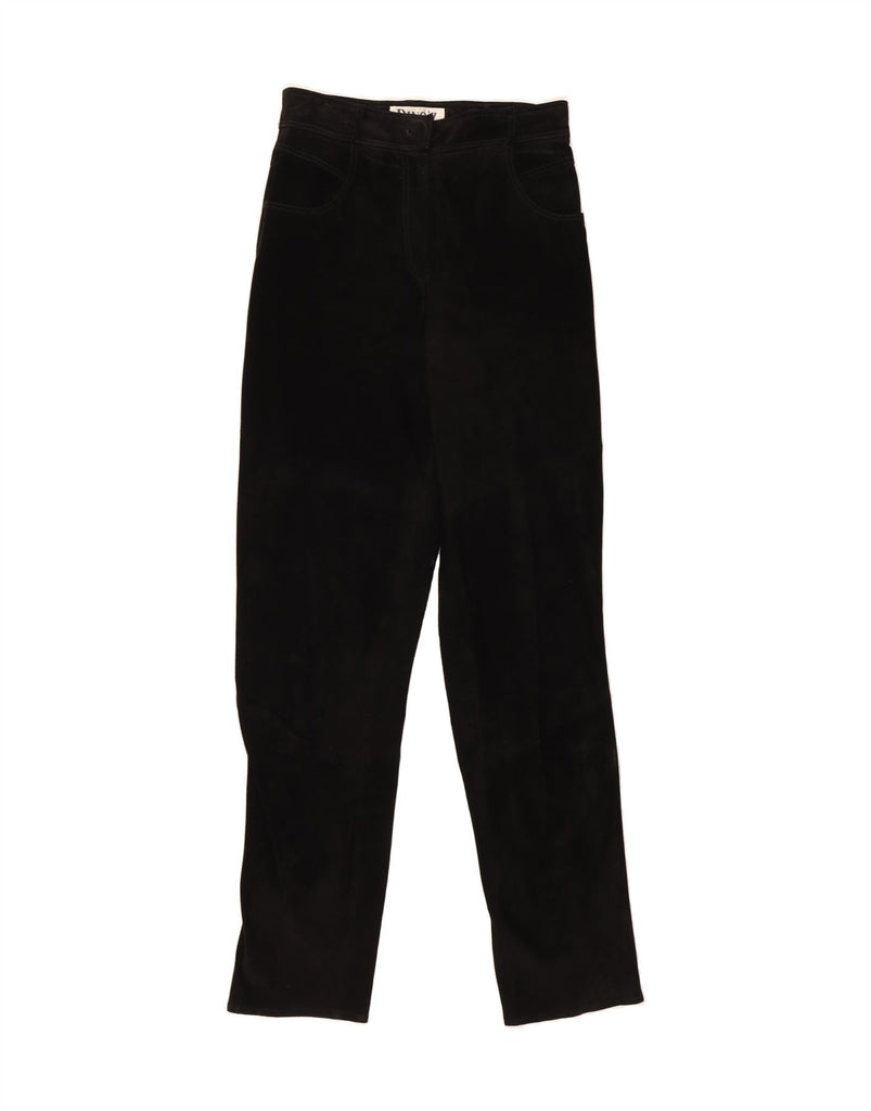 DINO' Z Womens Straight Suede Trousers W32 L38 Black Leather Vintage DINO' Z and Second-Hand DINO' Z from Messina Hembry 