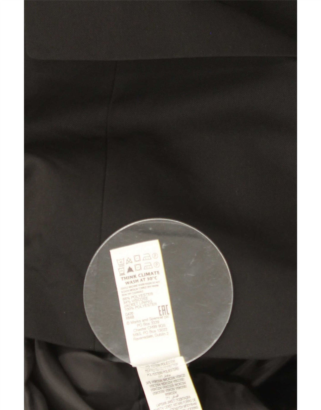 Marks & Spencer Chaqueta tipo blazer corta y ajustada para hombre UK 36 Small Black