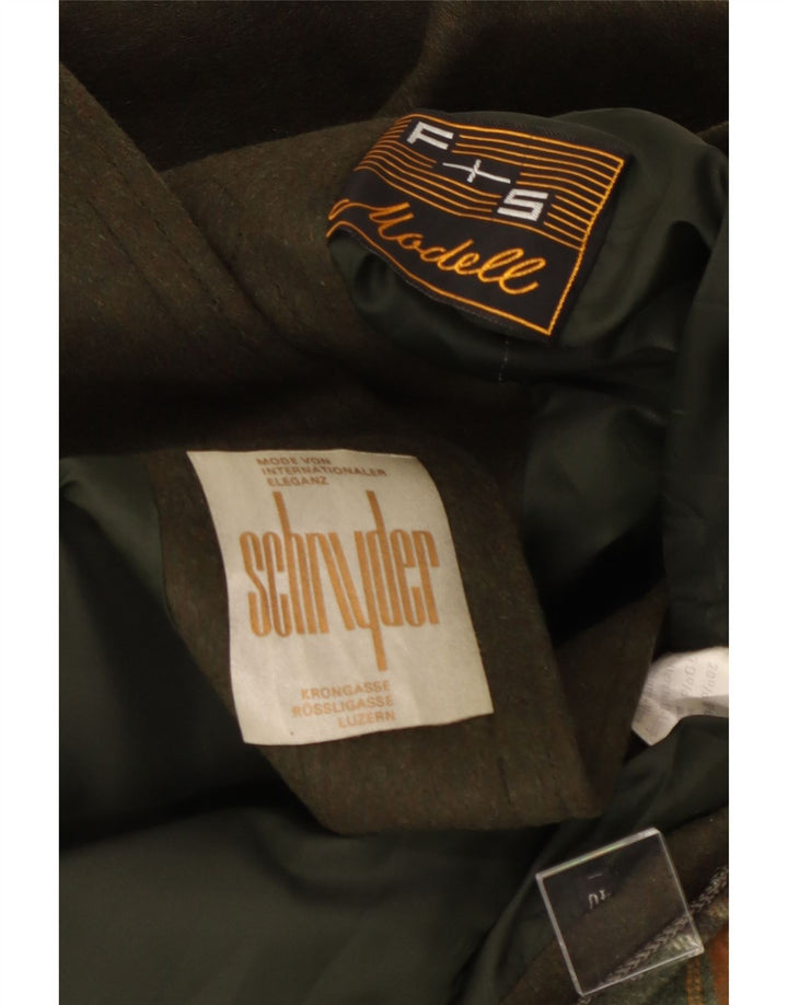 Vintage mujer con capucha Duffle abrigo EU 40 lana caqui mediana