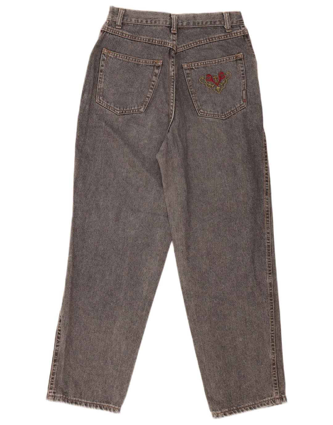 Vintage mujer cintura alta jeans cónicos IT 46 Grande W28 L29 Algodón Gris