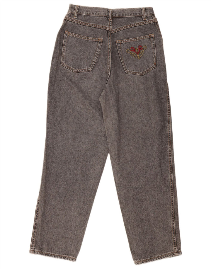 Vintage mujer cintura alta jeans cónicos IT 46 Grande W28 L29 Algodón Gris