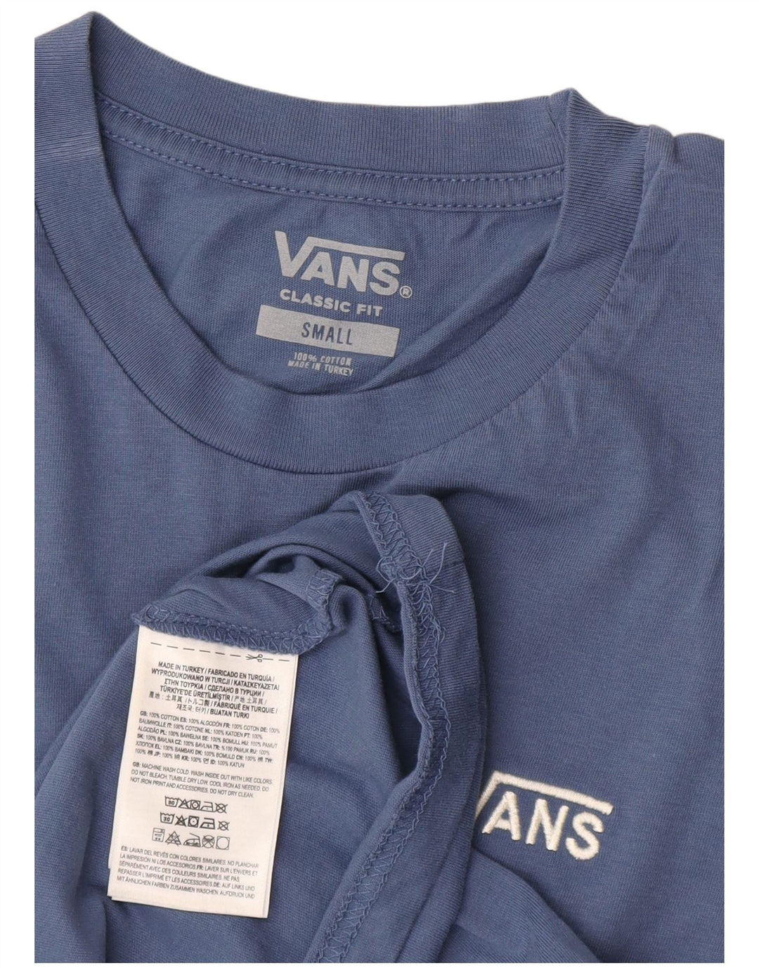 Vans Hombre Classic Fit Camiseta Top Pequeño Algodón Azul