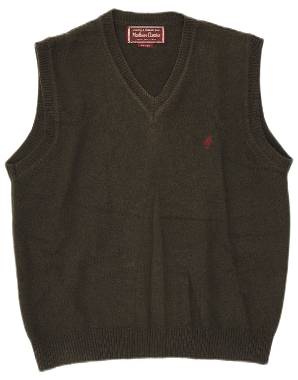 Marlboro Classics Mens Vest Tank Top Medium Khaki Wool