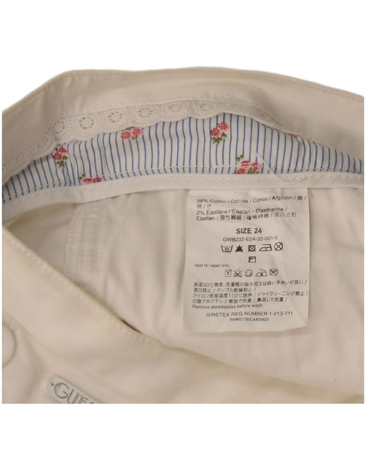 Pantalón Capri Mujer Guess W24 L18 Algodón Blanco