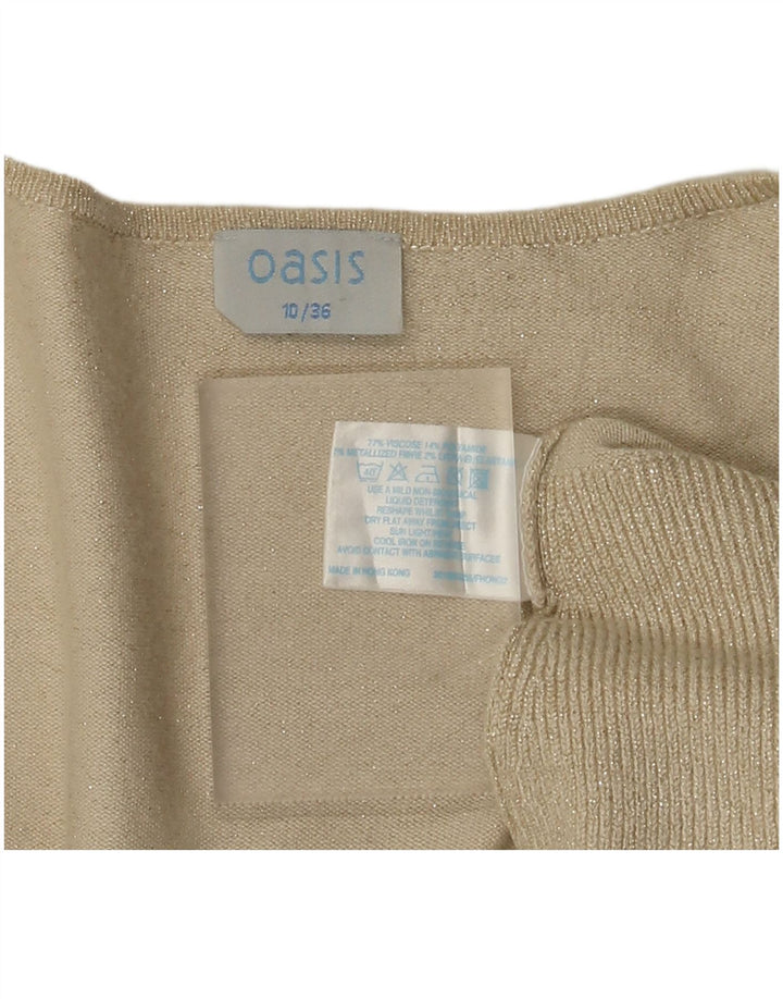 Oasis Suéter tipo cárdigan abierto para mujer UK 10 Small Viscosa beige