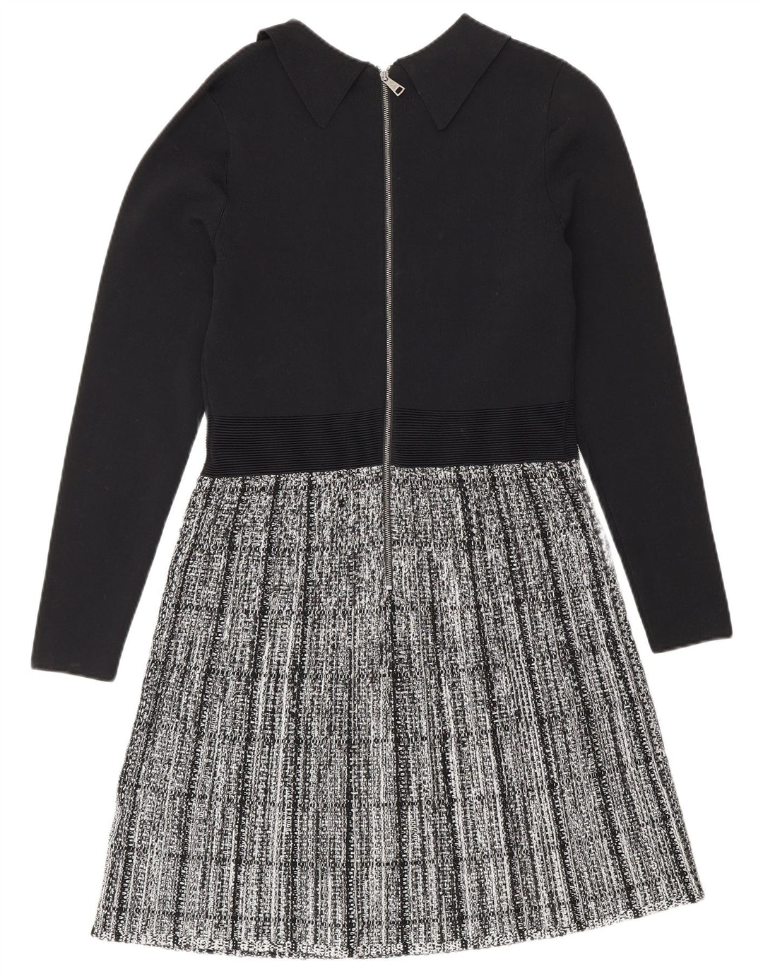 Ted Baker Vestido básico de manga larga para mujer, talla 2, talla pequeña, viscosa a cuadros negros
