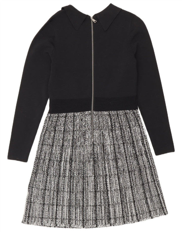 Ted Baker Vestido básico de manga larga para mujer, talla 2, talla pequeña, viscosa a cuadros negros