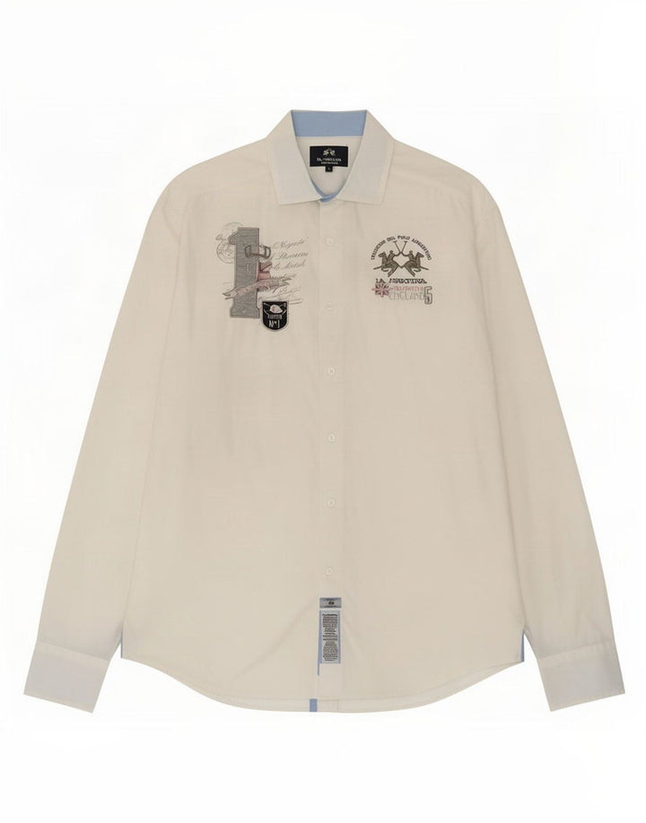 La Martina Mens Graphic Shirt Large Blanco