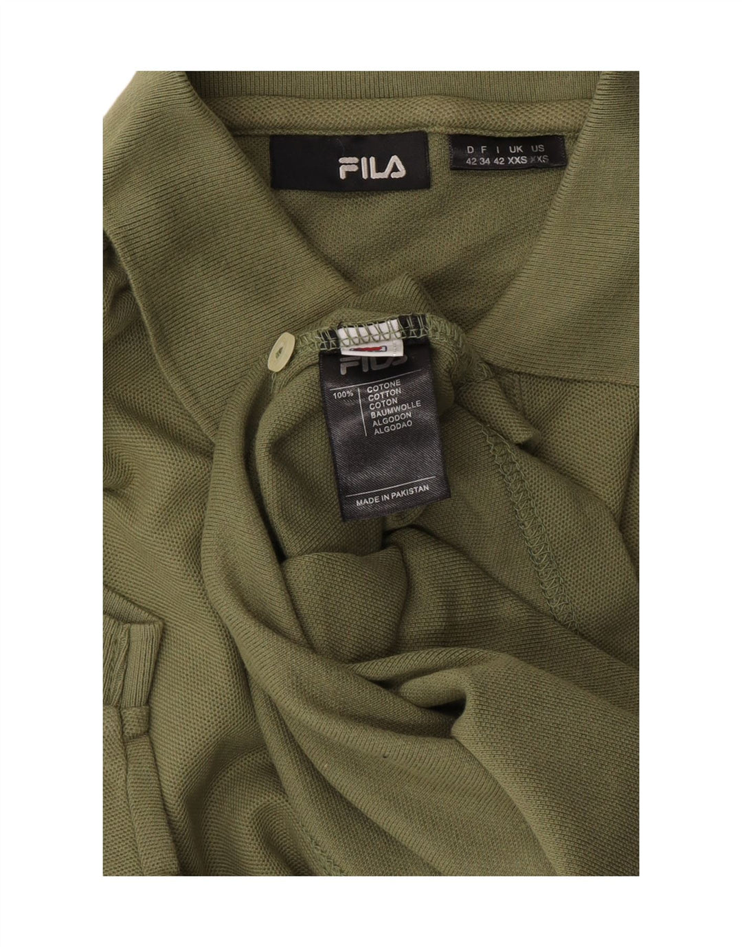 FILA Mens Polo Shirt 2XS Khaki Cotton Vintage Fila and Second-Hand Fila from Messina Hembry 