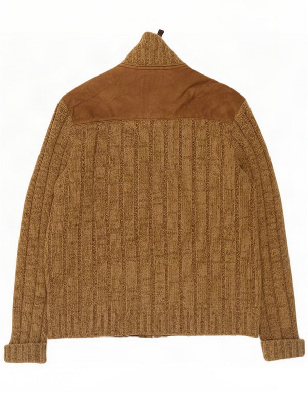 Sevres Suéter tipo cárdigan con cremallera completa para hombre UK 42 XL Lana beige