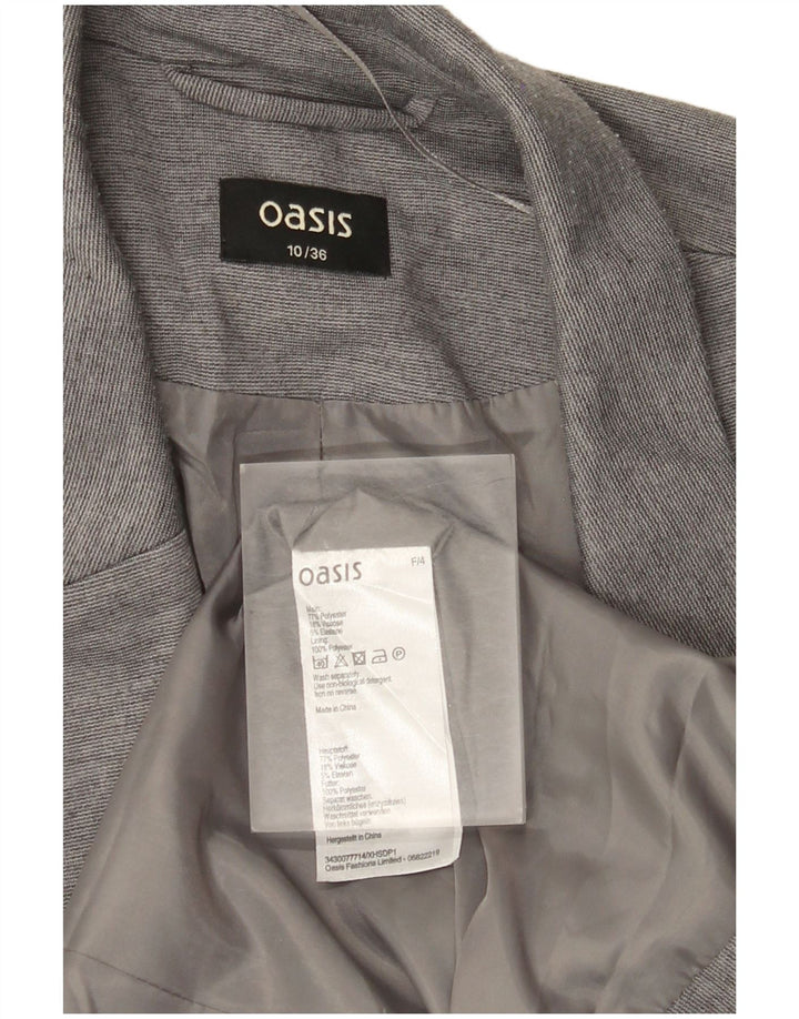 Chaqueta tipo blazer abierta para mujer Oasis UK 10 Small Grey Poliéster