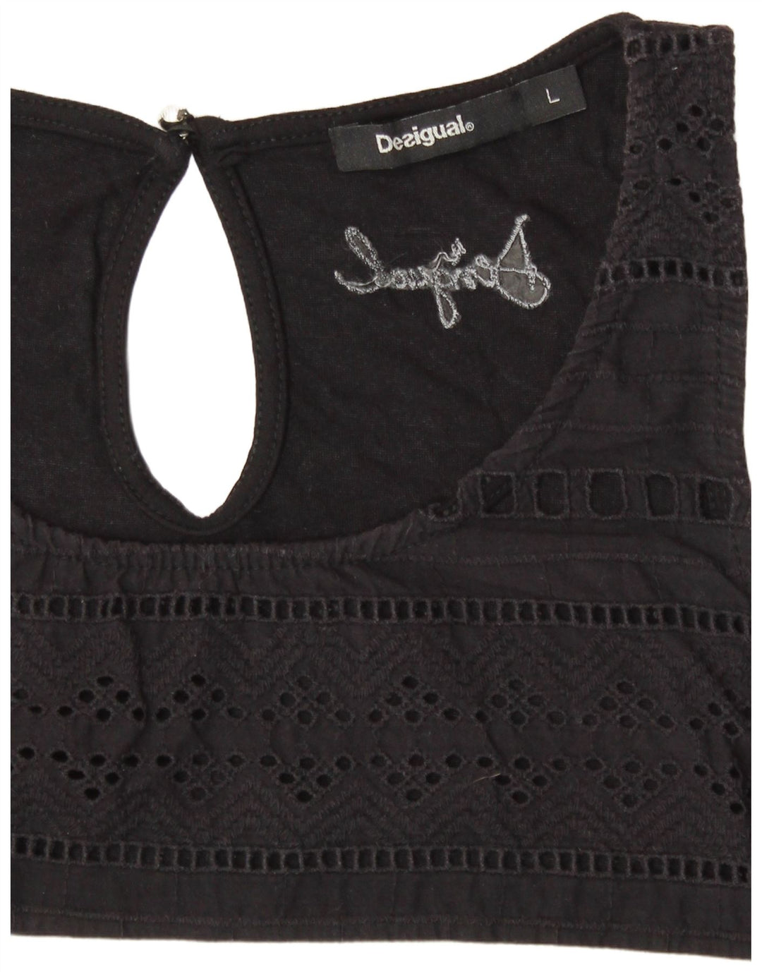DESIGUAL Top sin mangas gráfico para mujer UK 40 Large Black Stripes