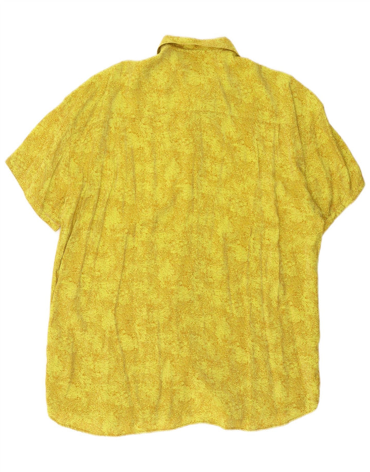 Vintage mujeres oversize patrón abstracto camisa blusa Reino Unido 10 pequeño amarillo