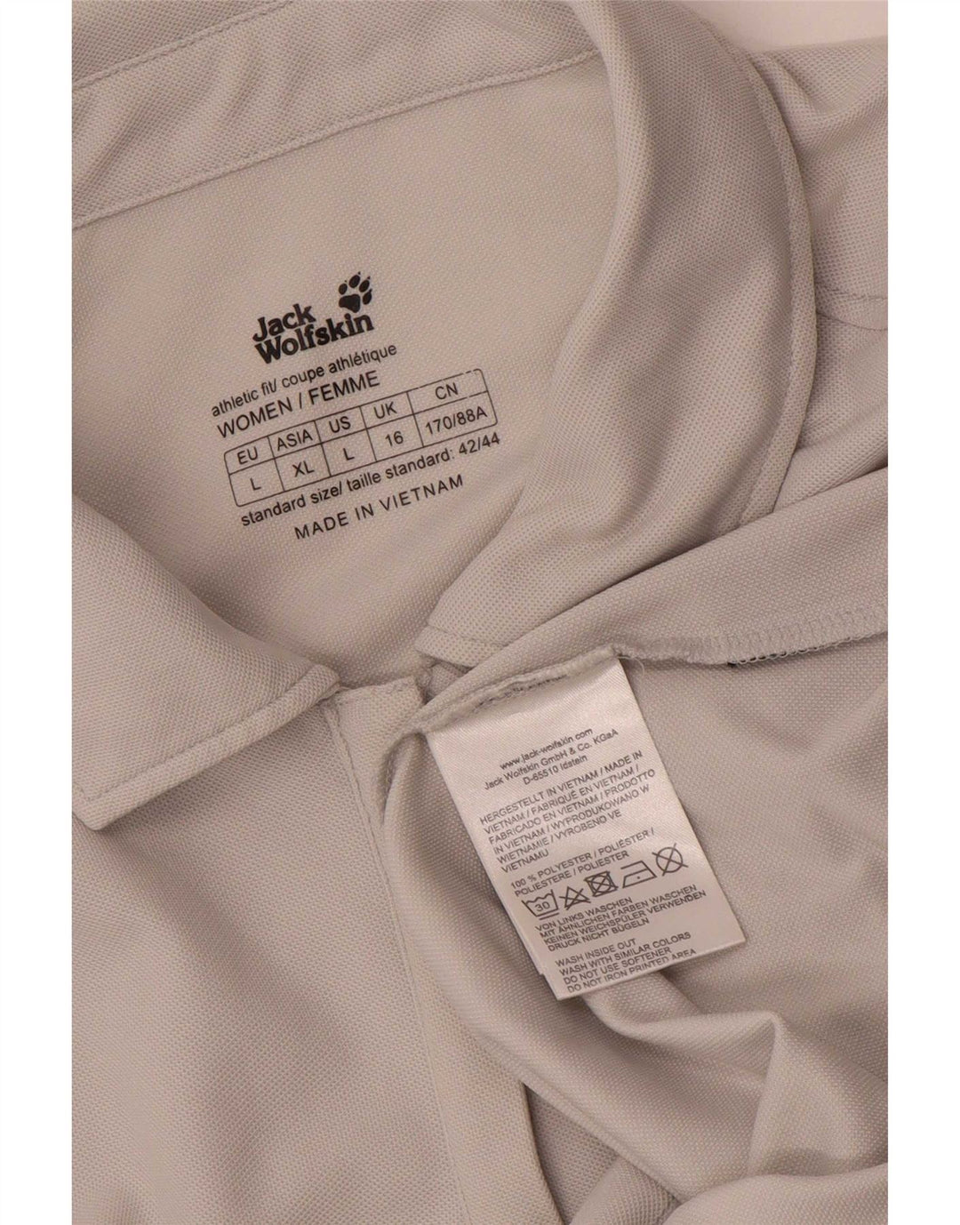 Jack Wolfskin Polo para mujer UK 46 Poliéster gris grande