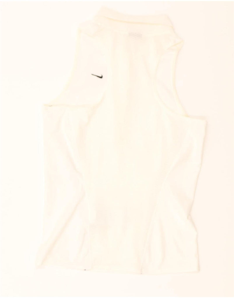 NIKE Womens Fit Dry Sleeveless Polo Shirt UK 10/12 Medium White Polyester Vintage Nike and Second-Hand Nike from Messina Hembry 