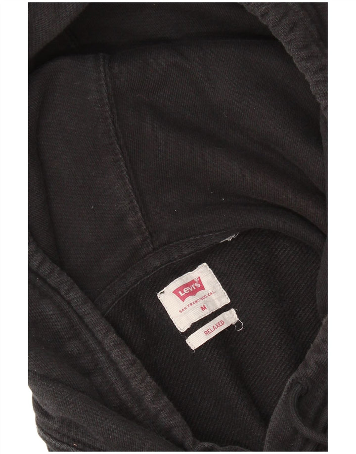 LEVI'S Jersey con capucha y gráfico relajado para hombre, talla mediana, negro
