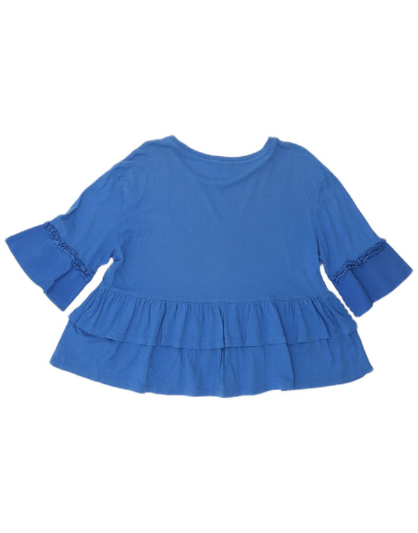 Benetton Camiseta Corta Mujer UK 40 Azul Medio