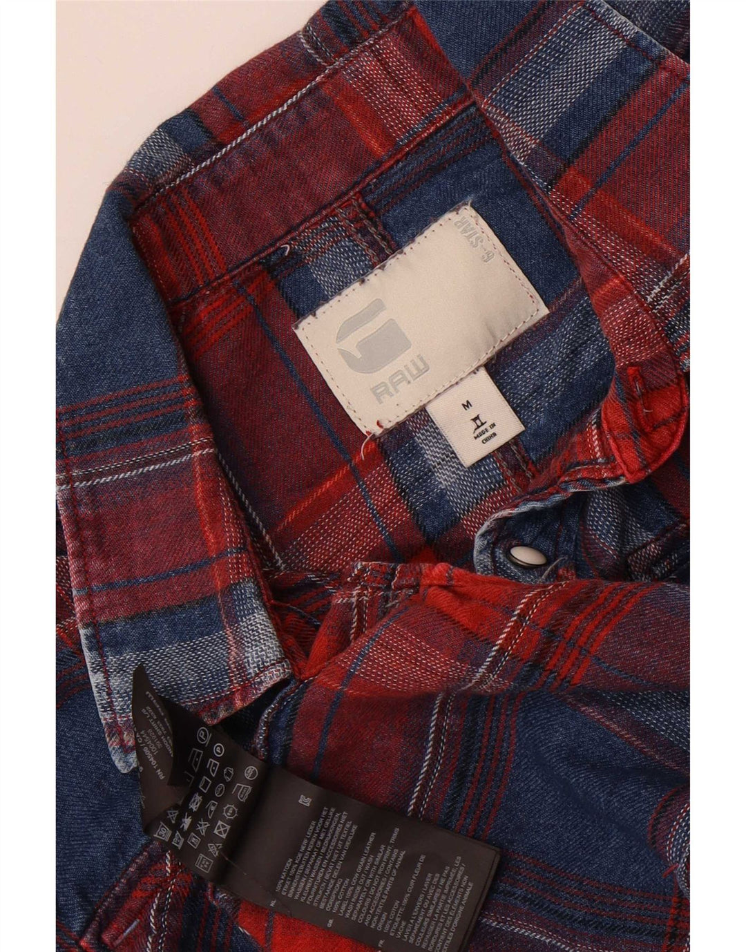 Camisa G-Star Hombre De Algodón A Cuadros Azul Medio