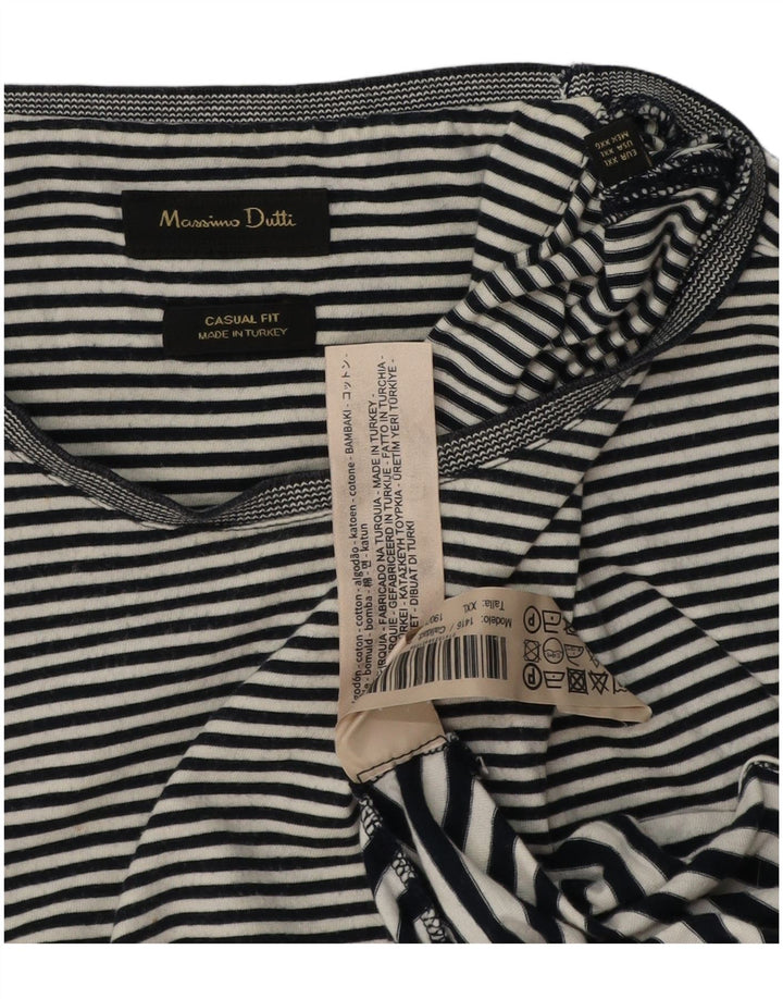 MASSIMO DUTTI Camiseta Casual Fit Mujer Top UK 20 2XL Algodón A Rayas Negro