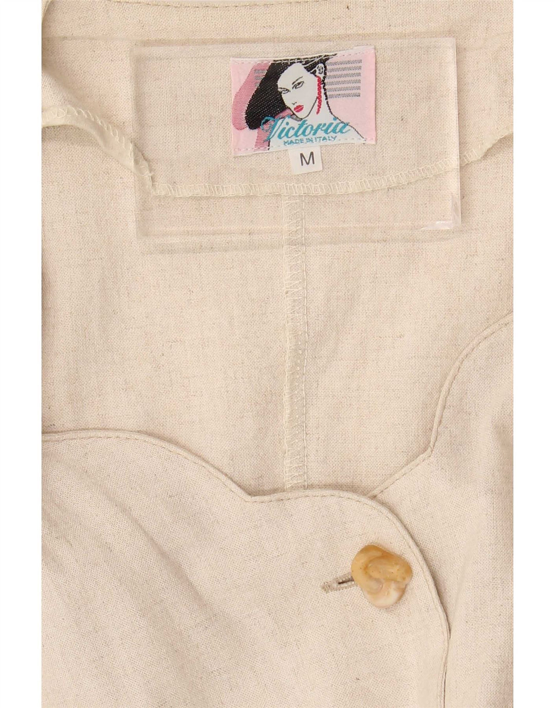Vintage mujer camisa vestido Reino Unido 14 medio beige