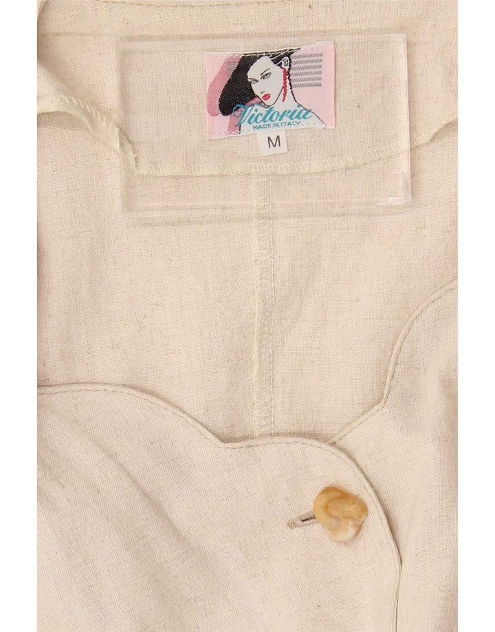 Vintage mujer camisa vestido Reino Unido 14 medio beige