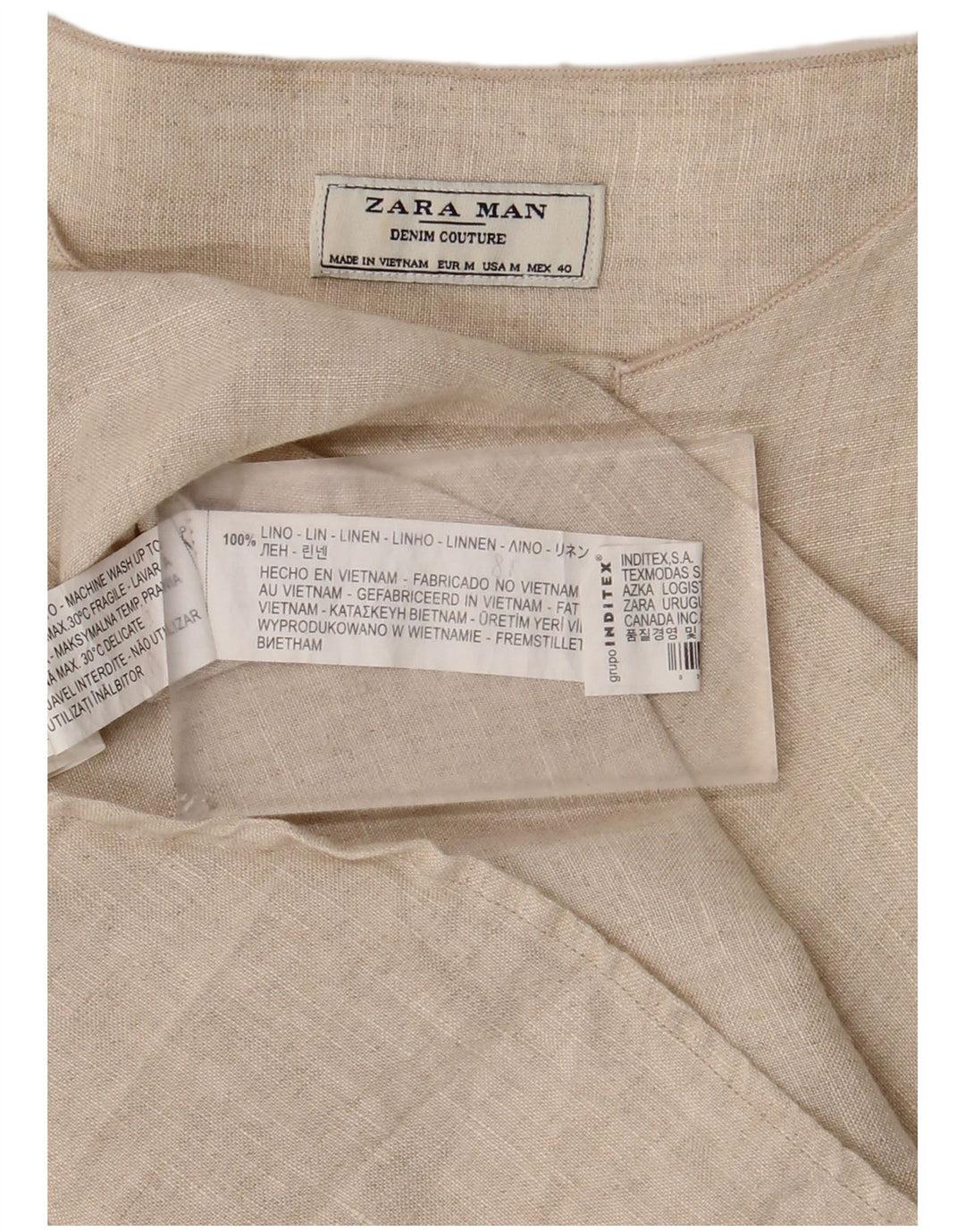 Zara Hombre Camisa Tipo Jersey Lino Beige Medio