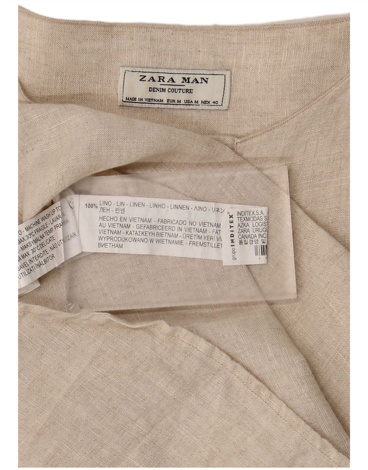 Zara Hombre Camisa Tipo Jersey Lino Beige Medio