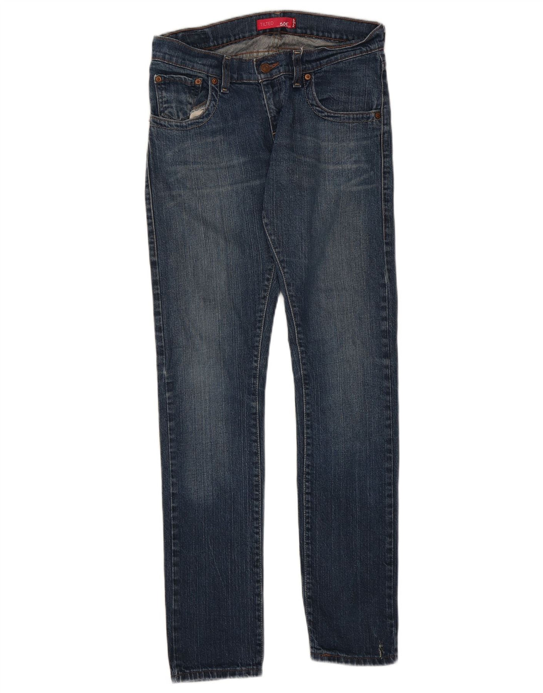 Levi's 504 Jeans ajustados inclinados para mujer US 5 Medium W30 L32 Algodón azul