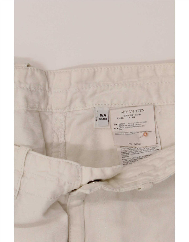 Armani Pantalones cortos chinos para niños 15-16 años W32 Algodón blanco