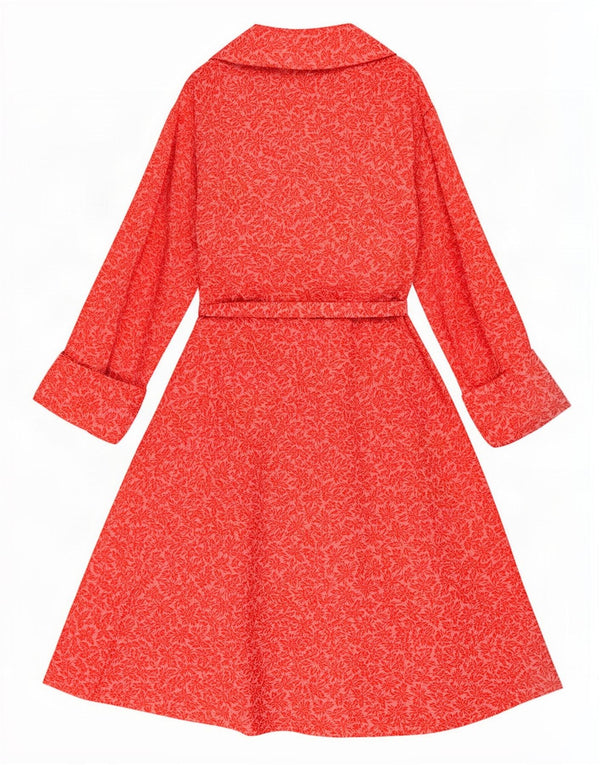 Vintage mujer manga larga abrigo vestido Reino Unido 10 pequeño rojo floral