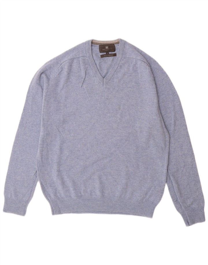 Marks & Spencer Jersey de corte estándar con cuello en V para hombre Azul medio