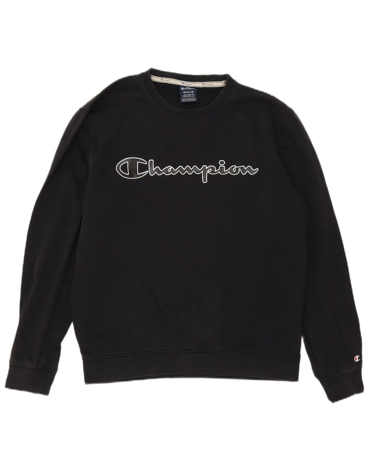 Champion Sudadera Con Estampado Gráfico Jumper De Algodón Negro Mediano
