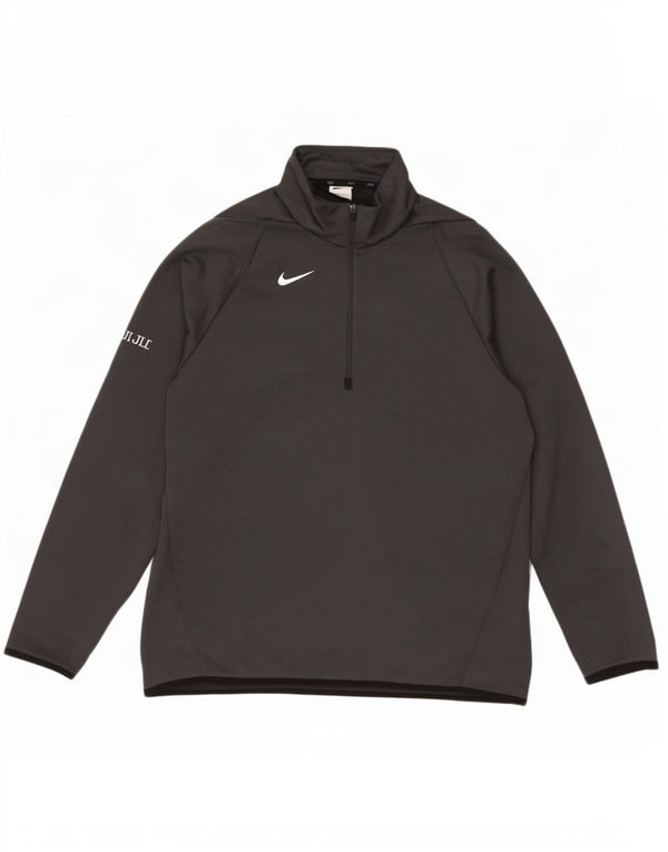 Nike Dri Fit - Chándal con cremallera y cuello para hombre, talla grande, poliéster gris