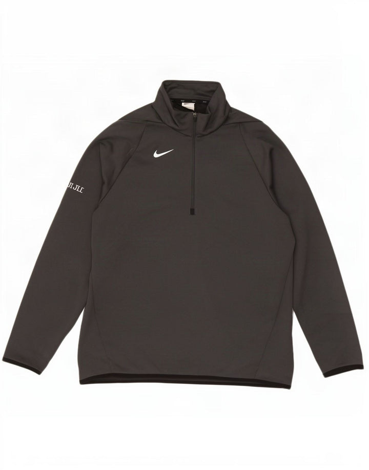 Nike Dri Fit - Chándal con cremallera y cuello para hombre, talla grande, poliéster gris