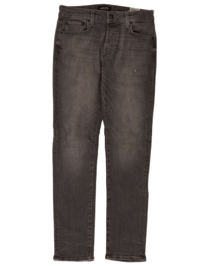 JACK & JONES Vaqueros ajustados para hombre W28 L30 Gris Algodón