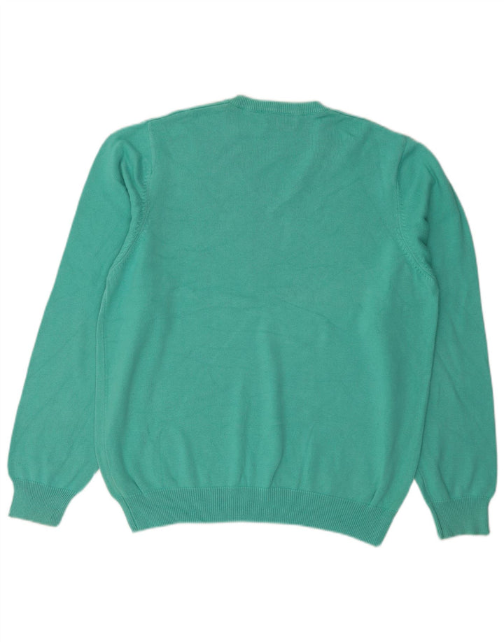 Vintage hombres regular fit V-cuello jumper suéter grande verde