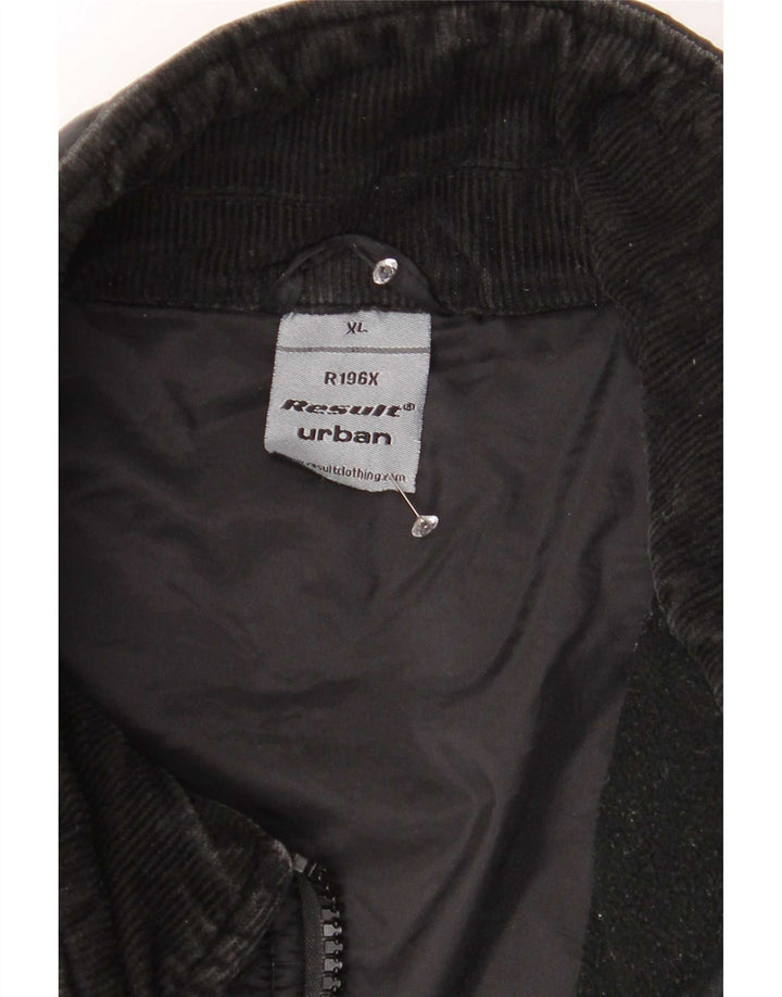 Vintage hombres chaqueta acolchada Reino Unido 42 XL nylon negro