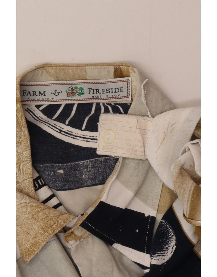 Vintage hombres camisa de manga corta grande multicolor patchwork viscosa