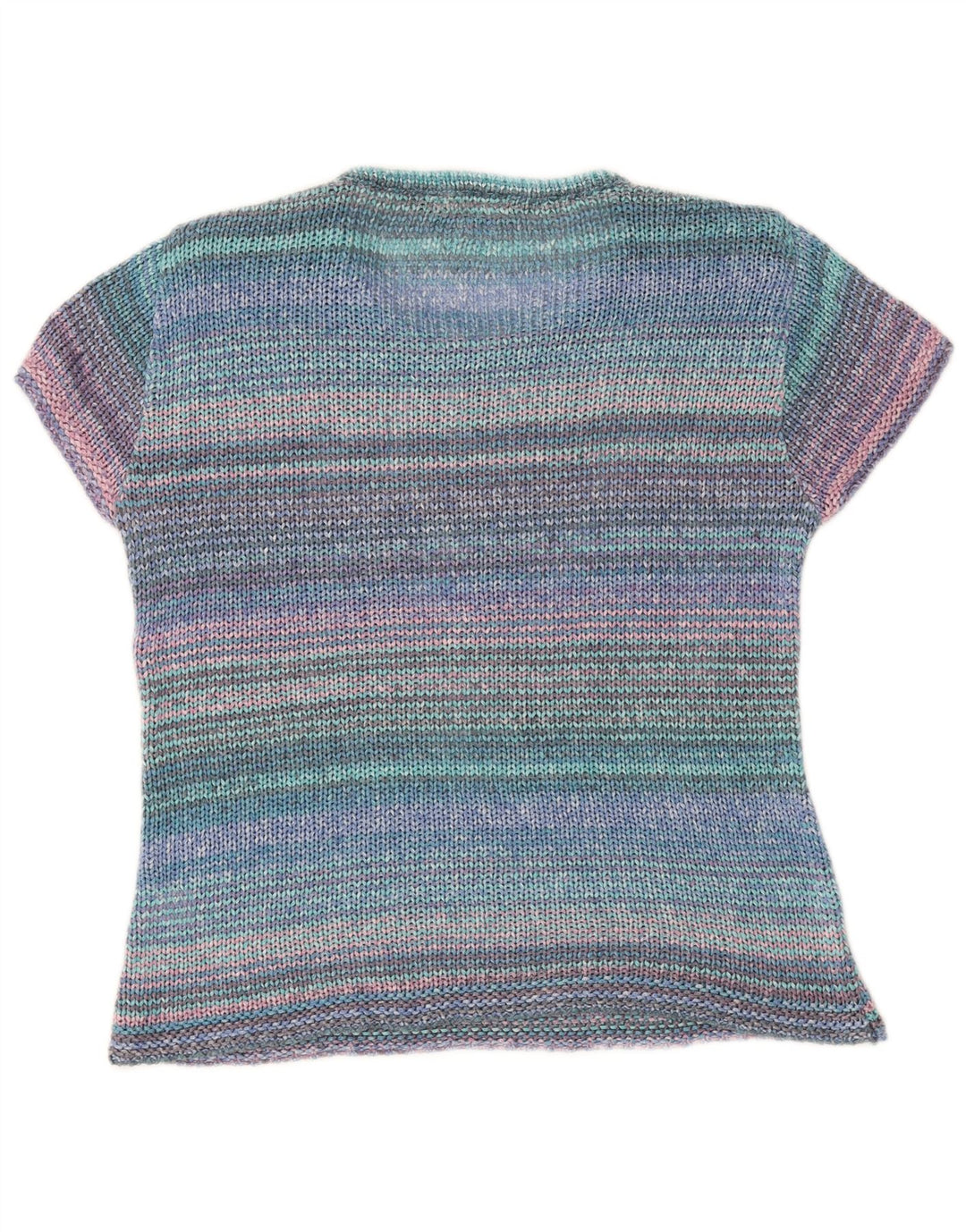 Vintage mujer cuello redondo jersey suéter IT 42 medio multicolor rayas