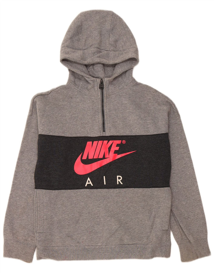 NIKE Sudadera con capucha gráfica para niños de 12 a 13 años, color gris grande