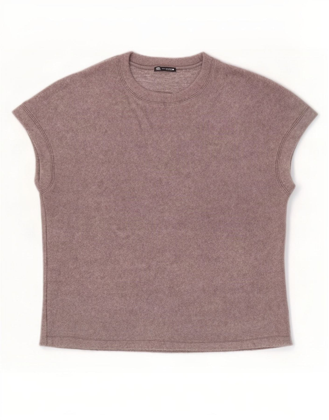 Zara Camiseta Mujer Top UK 44 Acrílico Gris Medio