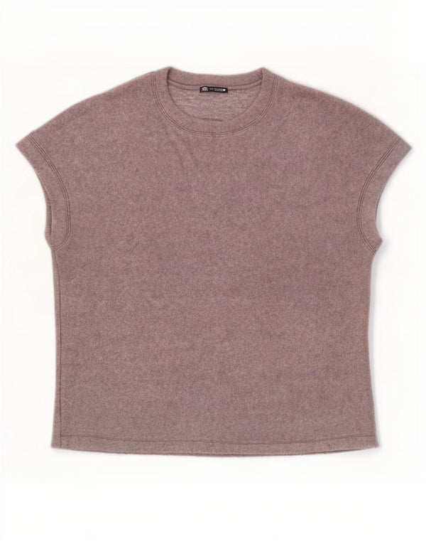 Zara Camiseta Mujer Top UK 44 Acrílico Gris Medio