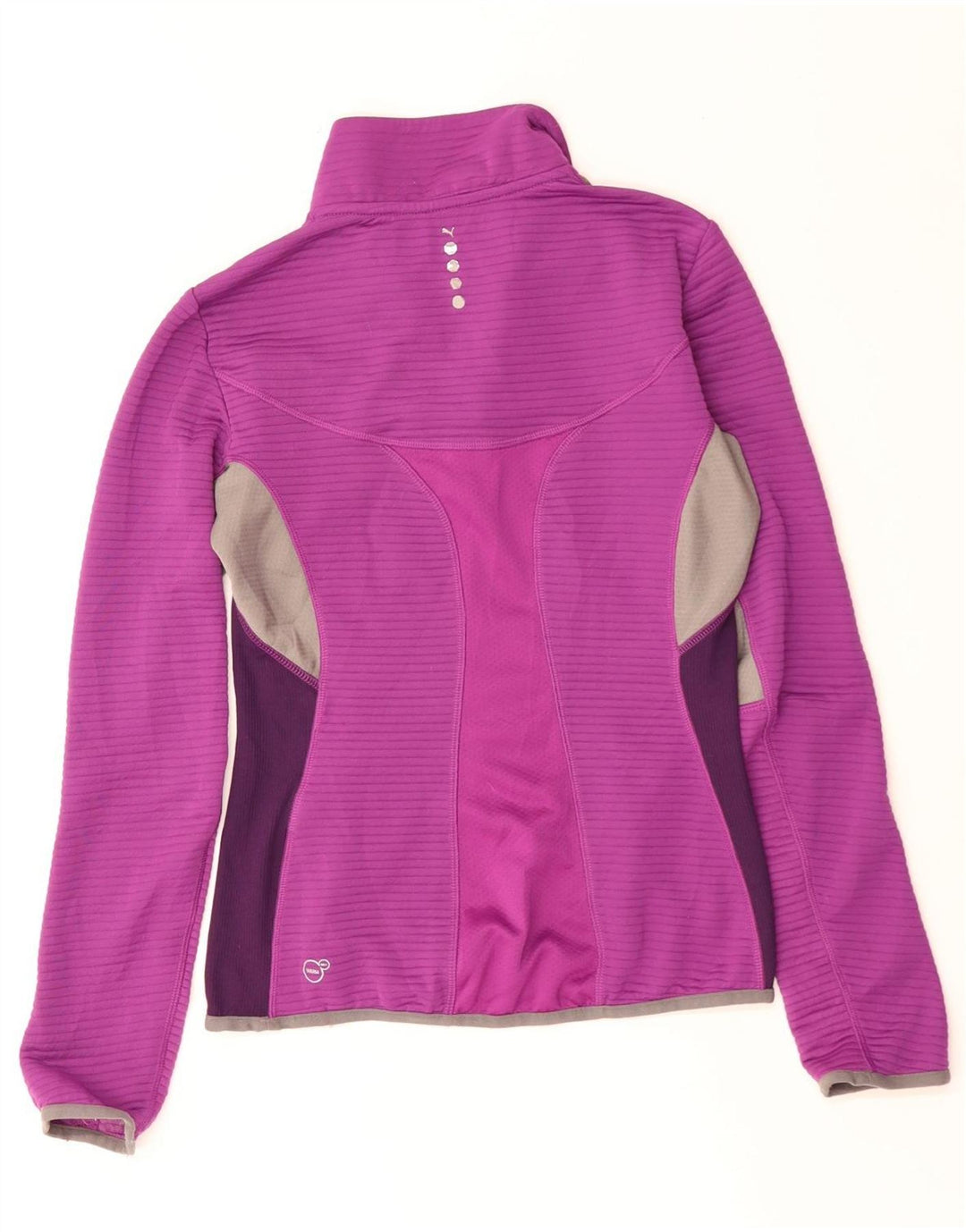 PUMA Top de chándal con cuello y cremallera para mujer UK 10 Small Purple Colourblock