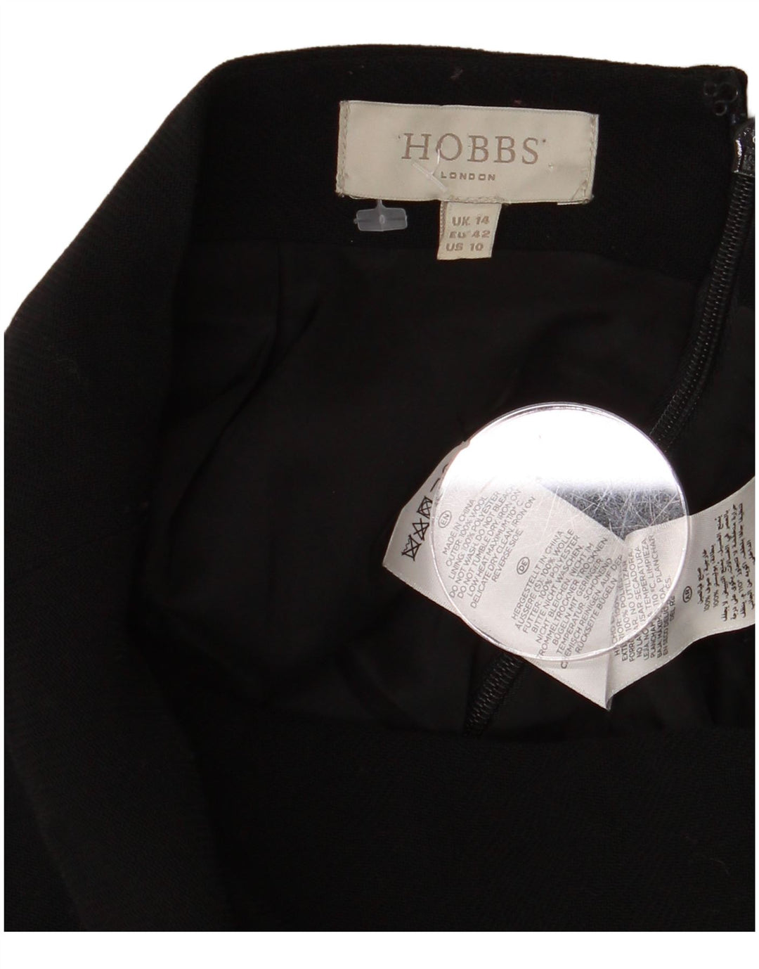 Hobbs Falda lápiz para mujer UK 14 Large W32 Lana negra