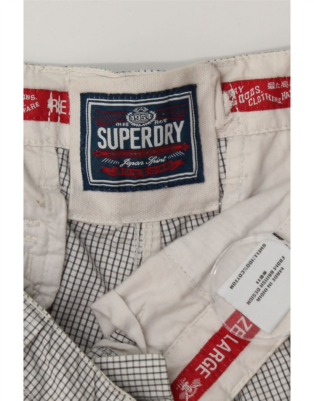 Superdry Shorts Cargo Para Hombre Grande W36 Algodón A Cuadros Blanco