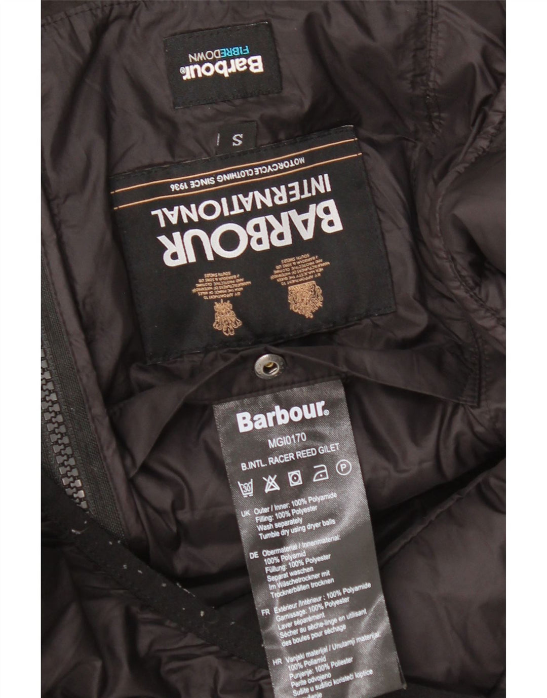 Chaleco acolchado Barbour para hombre UK 36 Small Poliamida negra