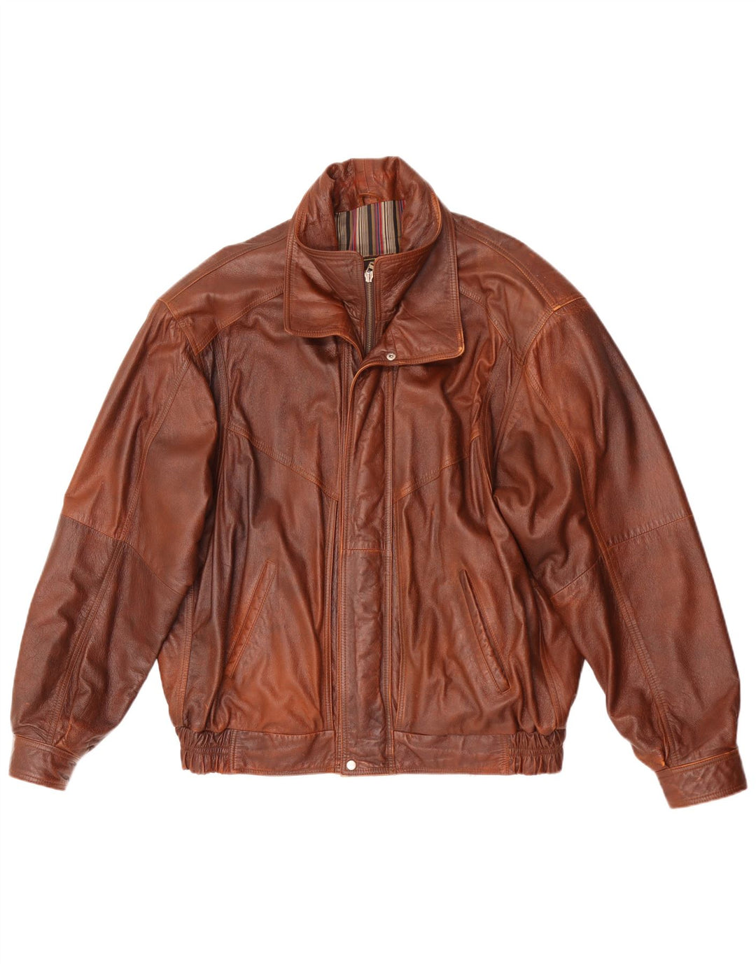 Mondial Chaqueta de cuero holgada para hombre UK 38 Marrón medio