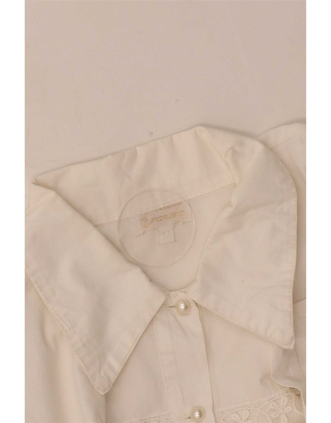 Vintage mujer camisa blusa Reino Unido 14 medio blanco floral