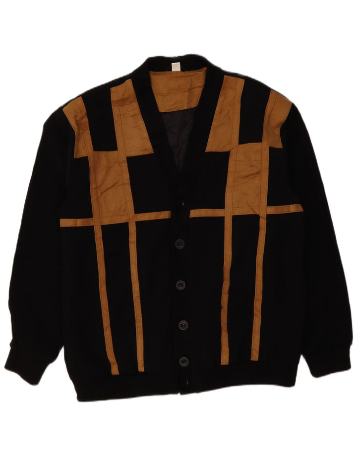 VINTAGE Chaqueta Bomber para Hombre Reino Unido 42 XL Poliéster Colorblock Negro